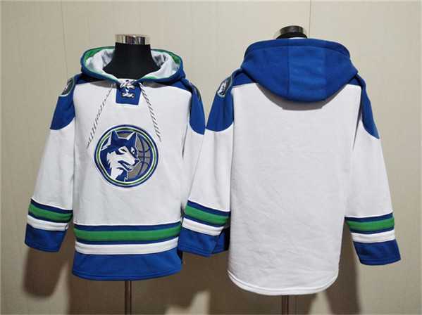 Men's Minnesota Timberwolves Blank White Lace-Up Pullover Hoodie,We sell and wholesale Men's Minnesota Timberwolves Blank White Lace-Up Pullover Hoodie on line form chian!